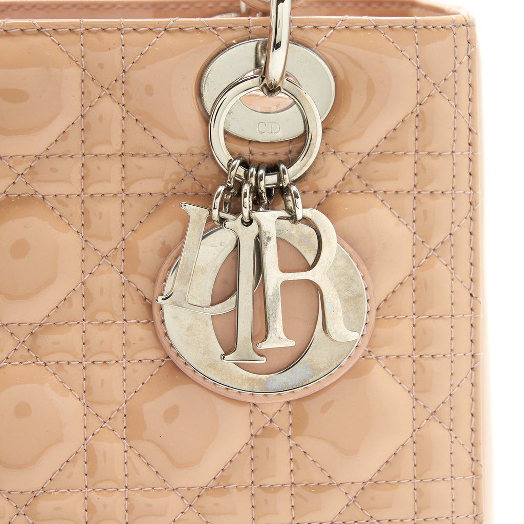 DIOR MEDIUM LADY DIOR BAG PATENT LIGHT PINK SHW
