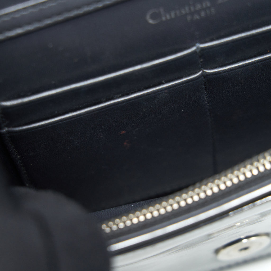 DIOR DIORAMA WALLET ON CHAIN METALLIC SILVER SHW