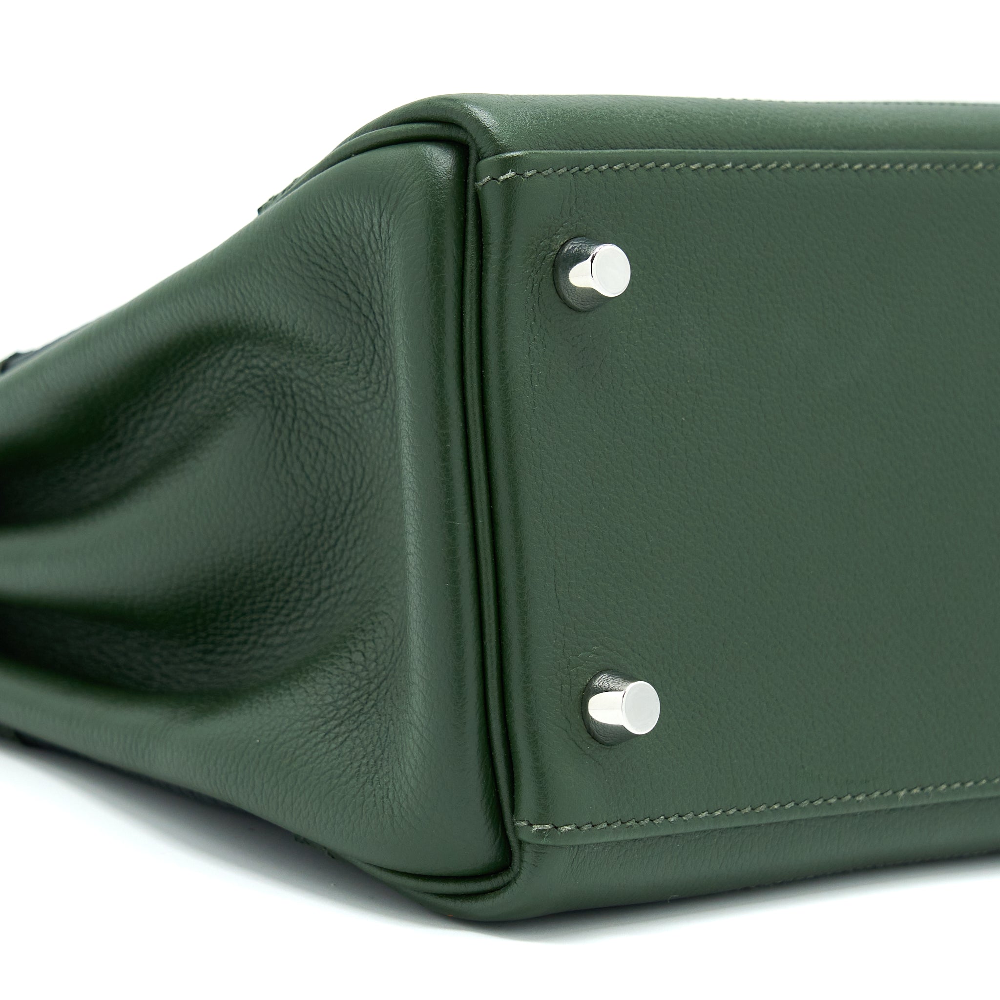 HERMES KELLY 32 GHILLIES CLEMENCE VERT FONCE/VERT ANGLAIS SHW