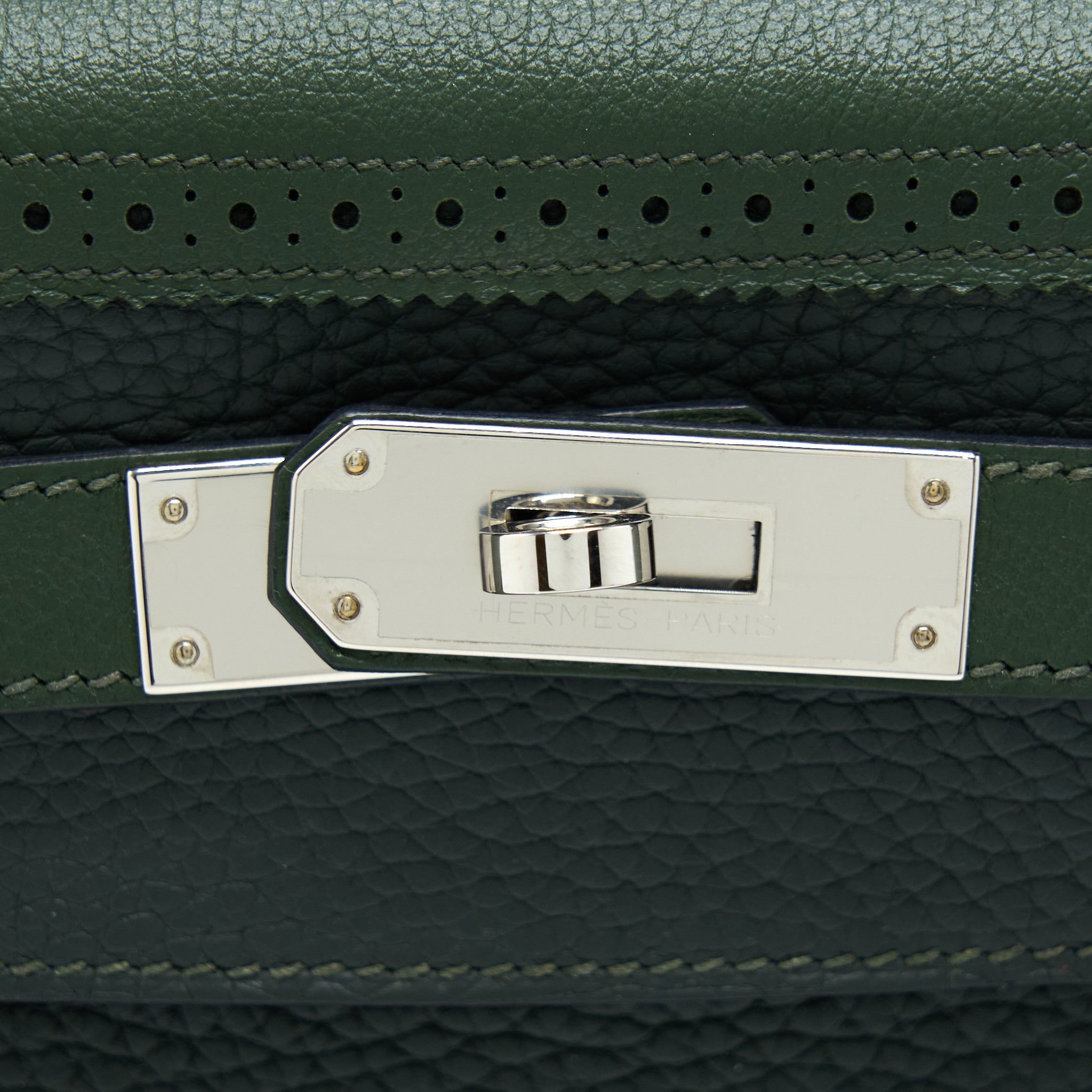 HERMES KELLY 32 GHILLIES CLEMENCE VERT FONCE/VERT ANGLAIS SHW