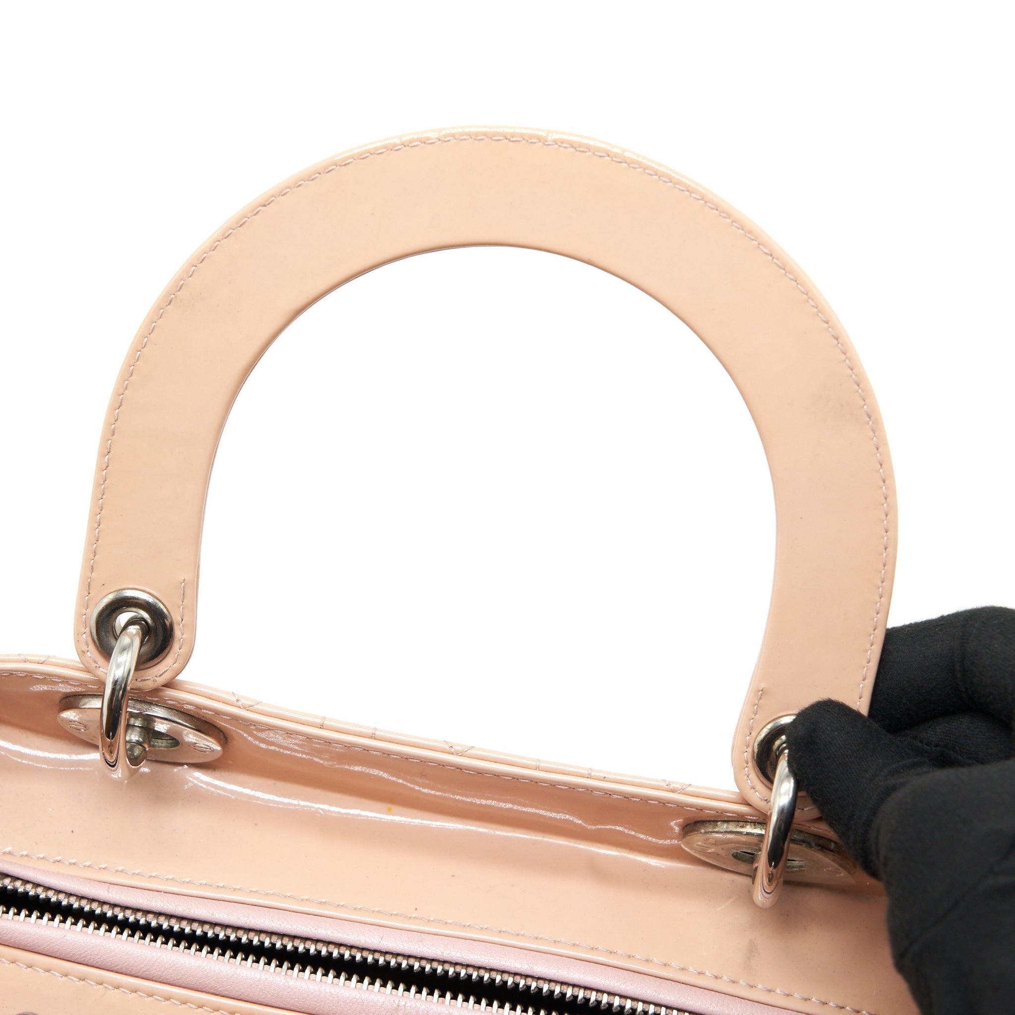 DIOR MEDIUM LADY DIOR BAG PATENT LIGHT PINK SHW