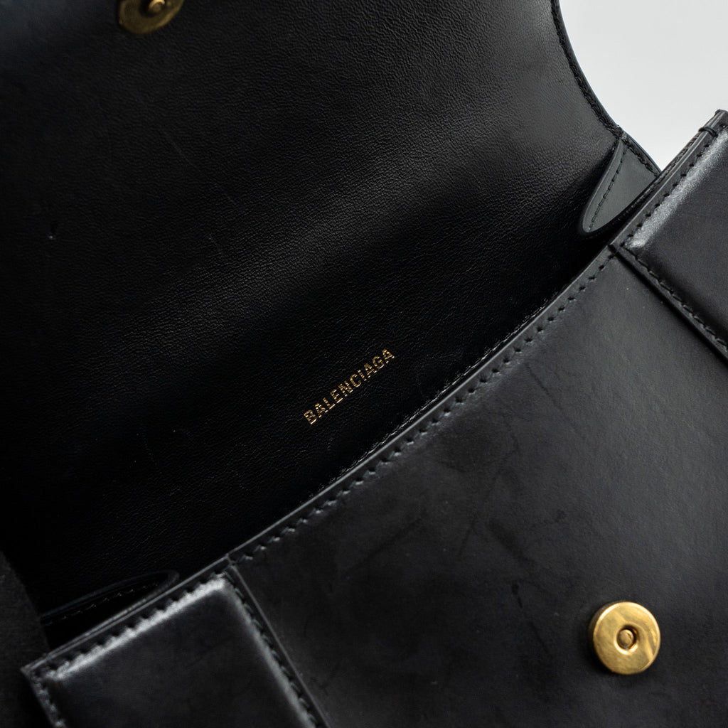 BALENCIAGA SMALL HOURGLASS BAG CALFSKIN BLACK GHW