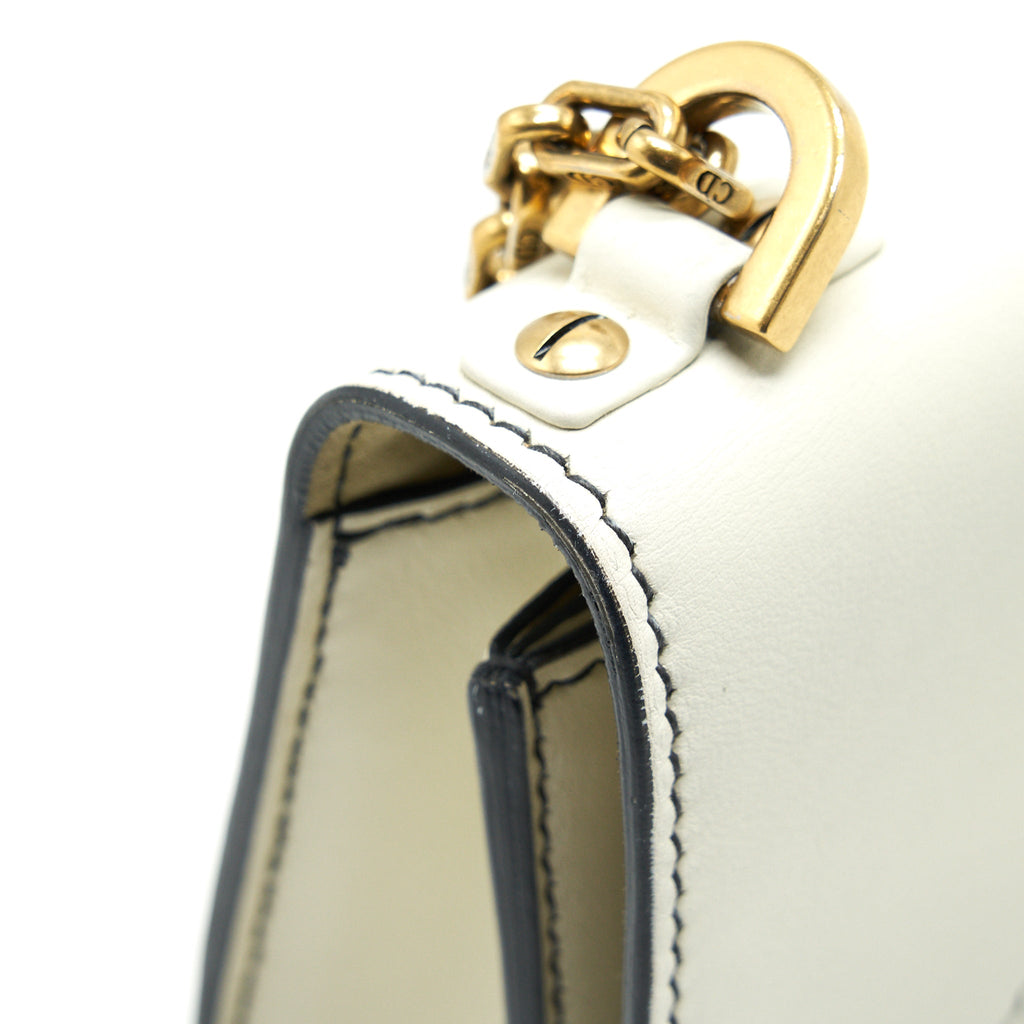DIOR J'ADIOR FLAP BAG CHAIN BAG CLUTCH WHITE GHW