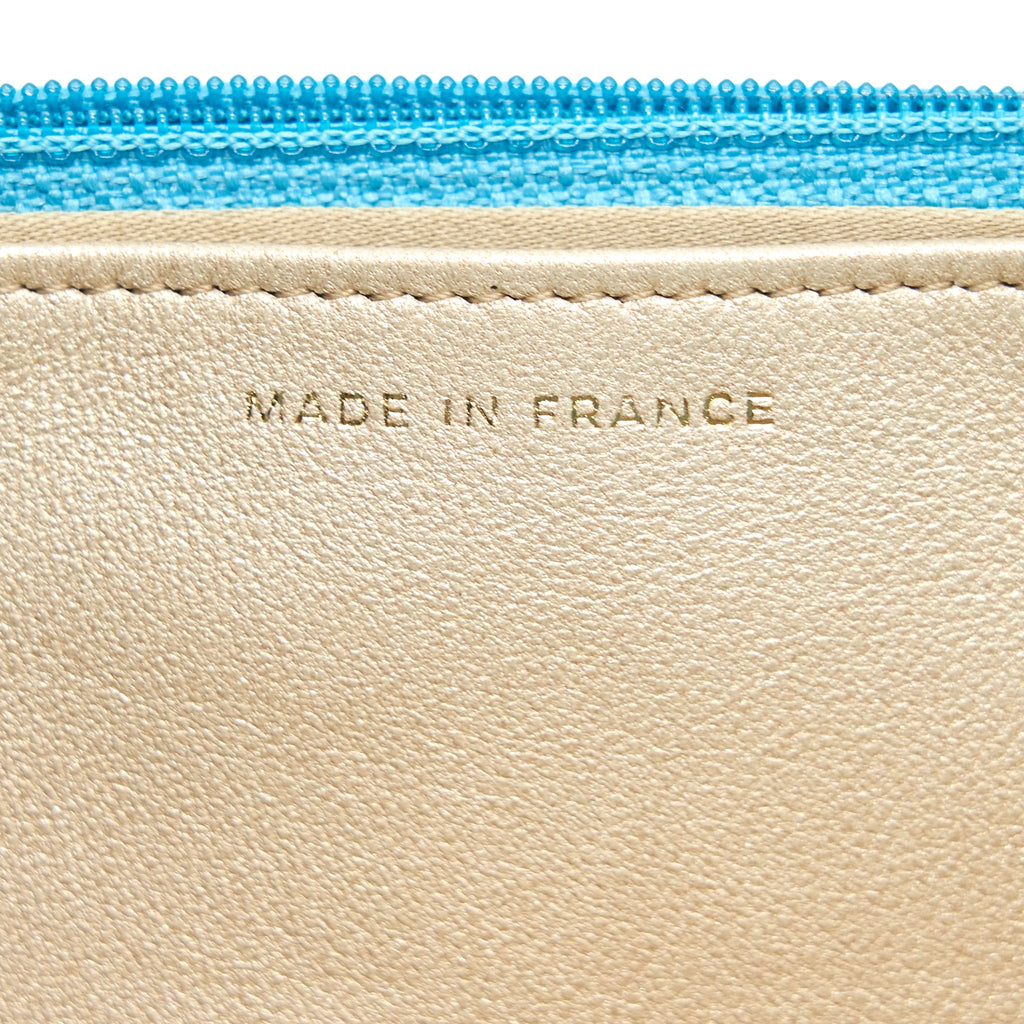 CHANEL CAMELIA WALLET ON CHAIN LAMBSKIN BLUE GHW