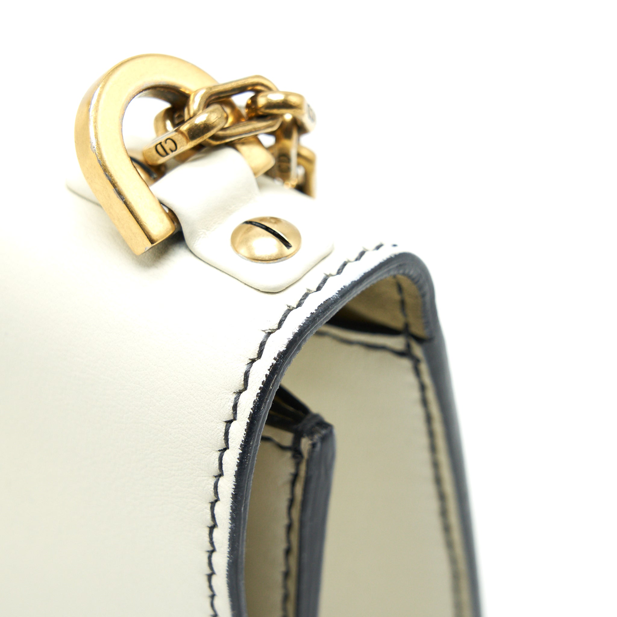 DIOR J'ADIOR FLAP BAG CHAIN BAG CLUTCH WHITE GHW