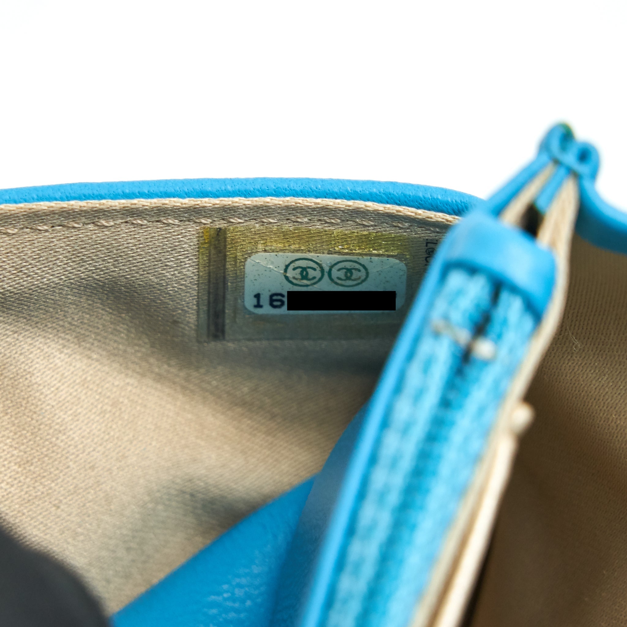 CHANEL CAMELIA WALLET ON CHAIN LAMBSKIN BLUE GHW