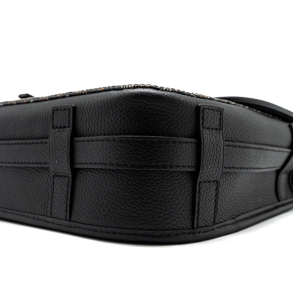 GOYARD BELVEDERE MM MESSENGER BAG GOYARDINE CANVAS/CALFSKIN BLACK SHW