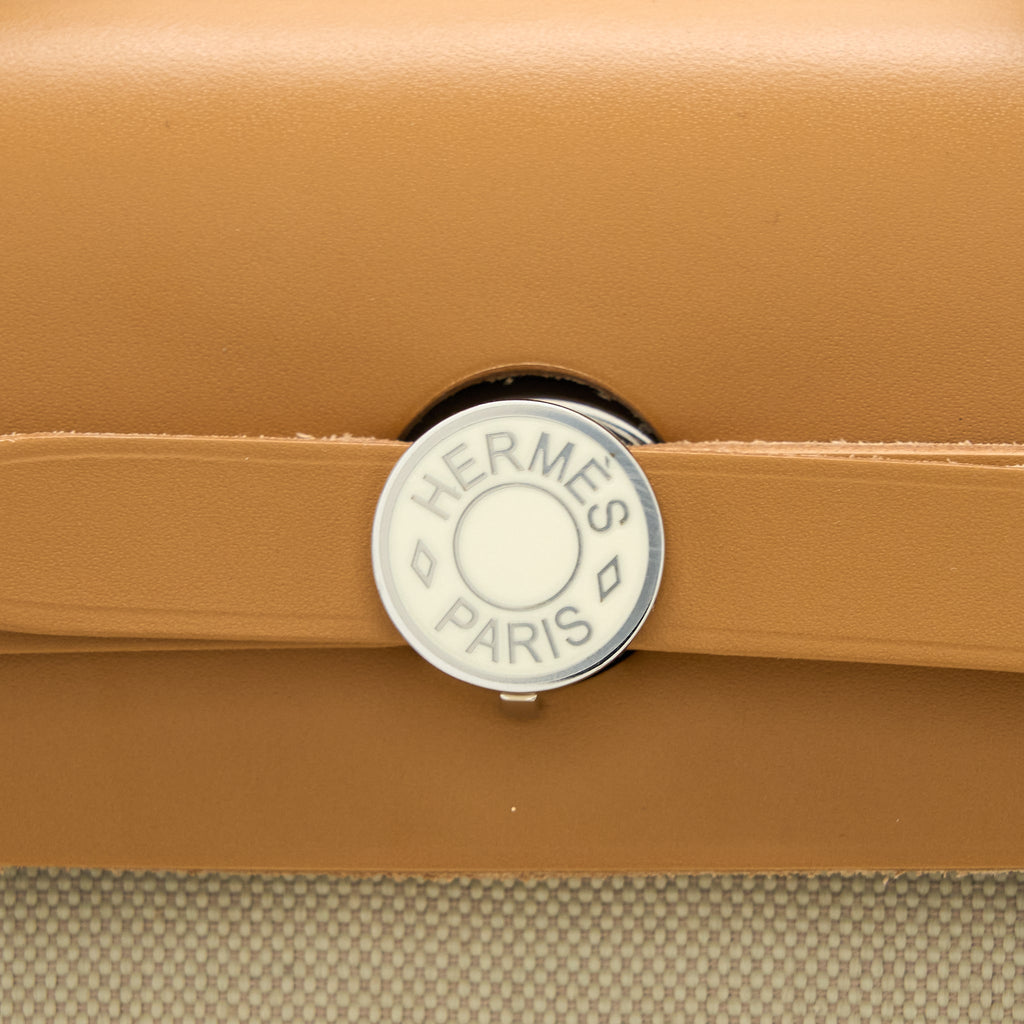 HERMES HERBAG ZIP 31 BAG CANVAS BRETON/NATURAL SABLE/NATA SHW