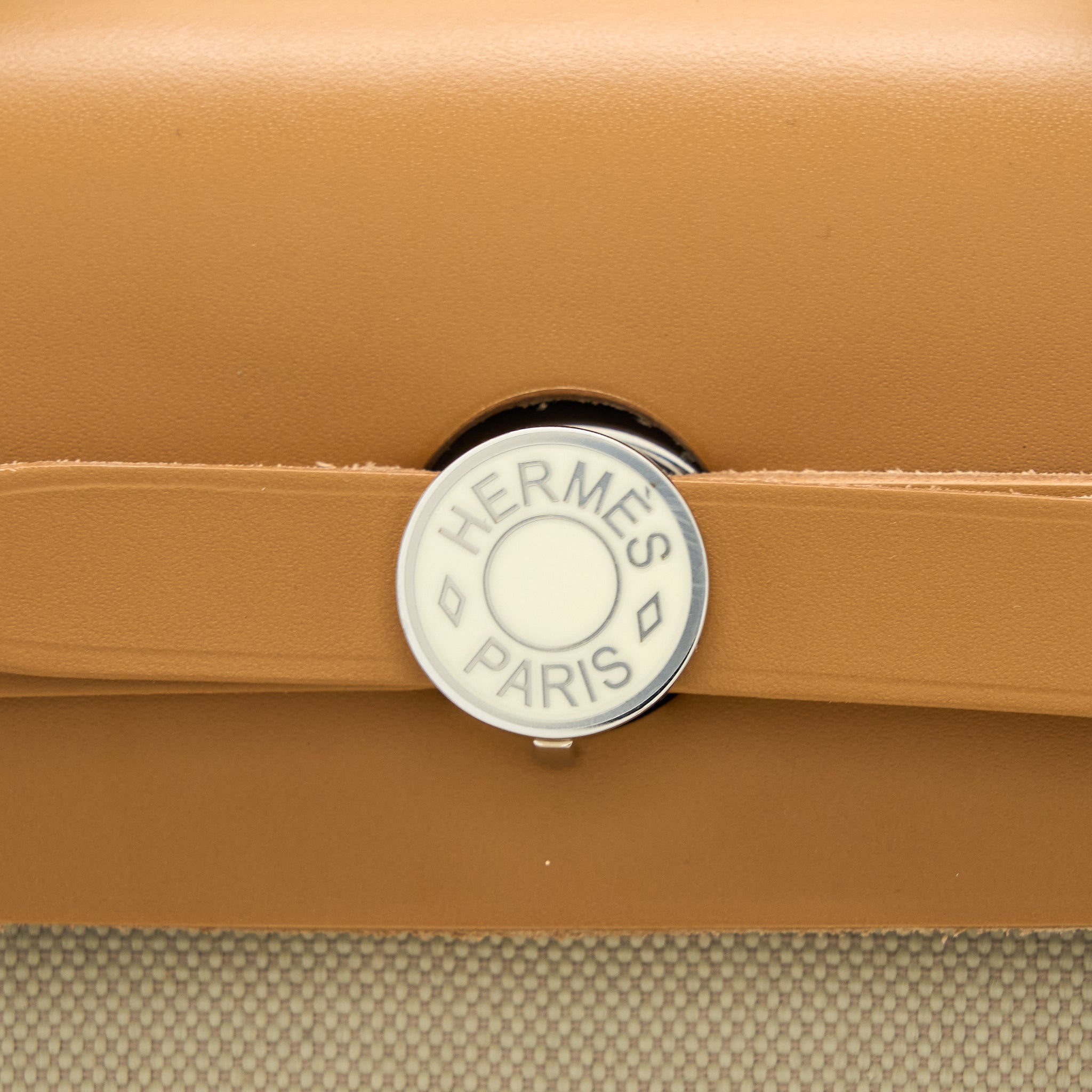 HERMES HERBAG ZIP 31 BAG CANVAS BRETON/NATURAL SABLE/NATA SHW