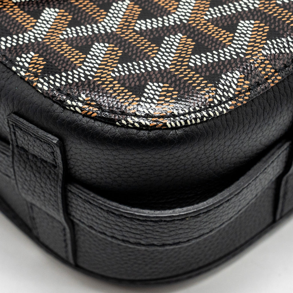 GOYARD BELVEDERE MM MESSENGER BAG GOYARDINE CANVAS/CALFSKIN BLACK SHW