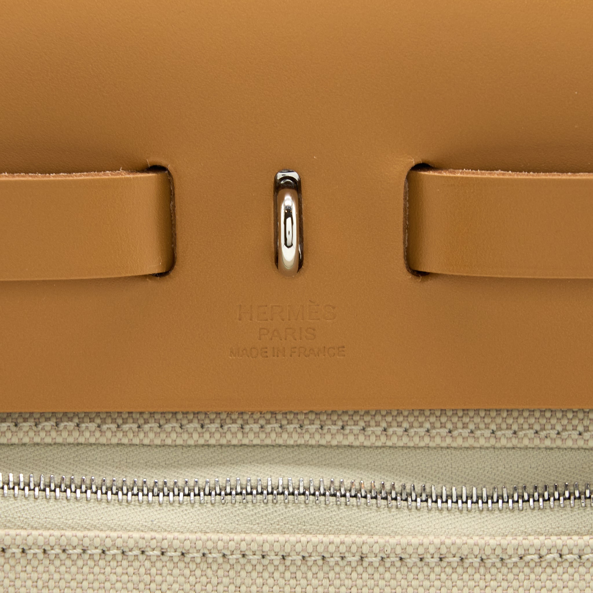 HERMES HERBAG ZIP 31 BAG CANVAS BRETON/NATURAL SABLE/NATA SHW