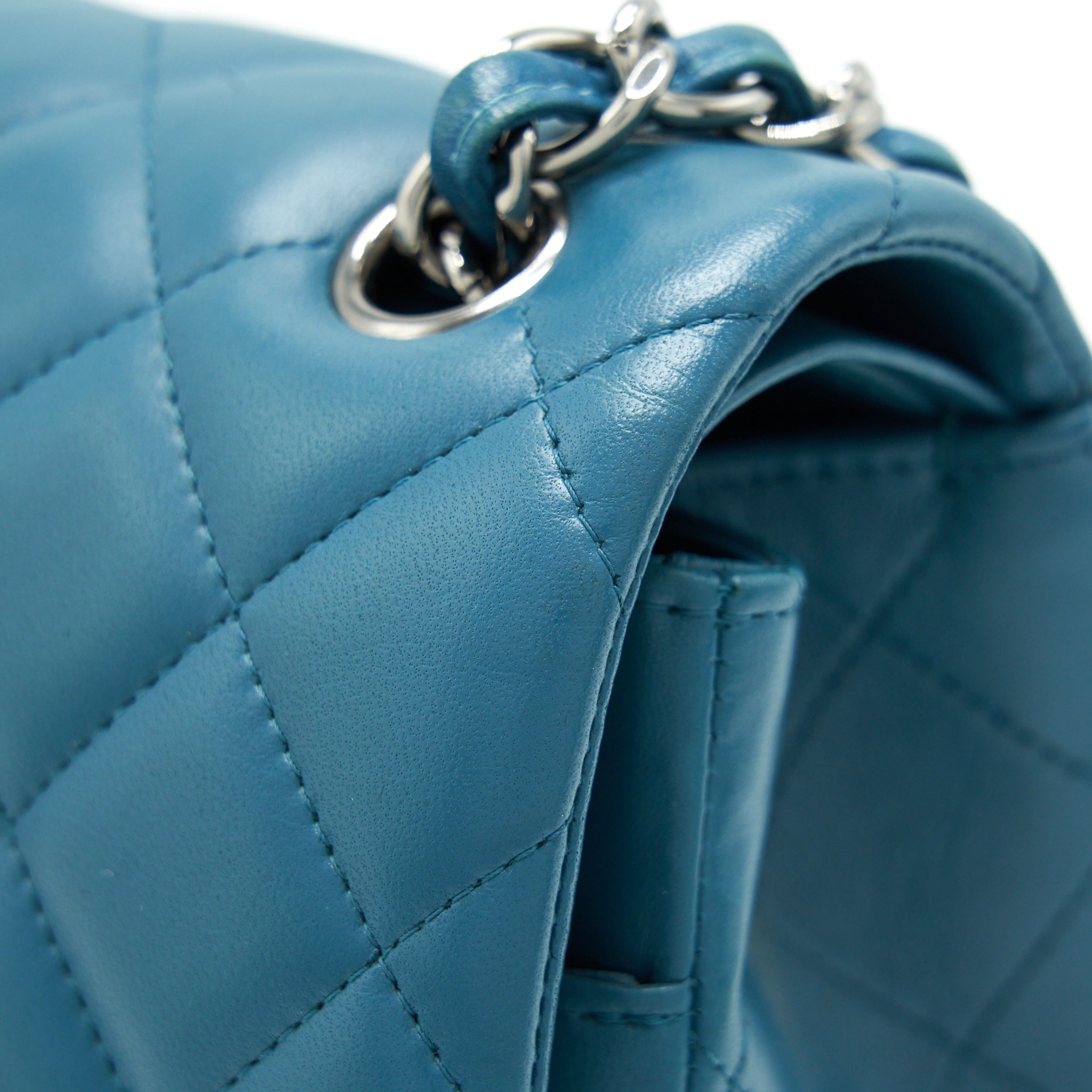 CHANEL JUMBO CLASSIC DOUBLE FLAP BAG LAMBSKIN GREEN SHW