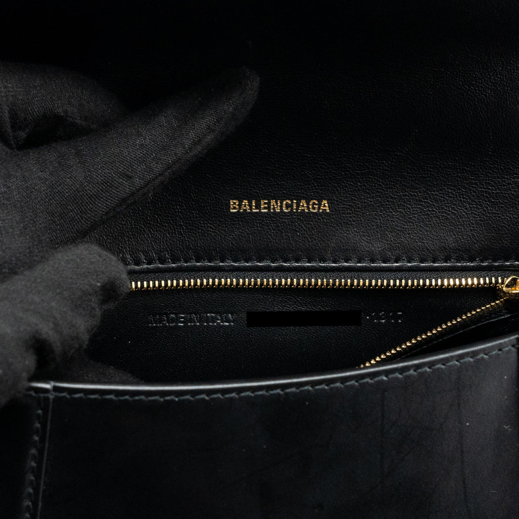 BALENCIAGA SMALL HOURGLASS BAG CALFSKIN BLACK GHW