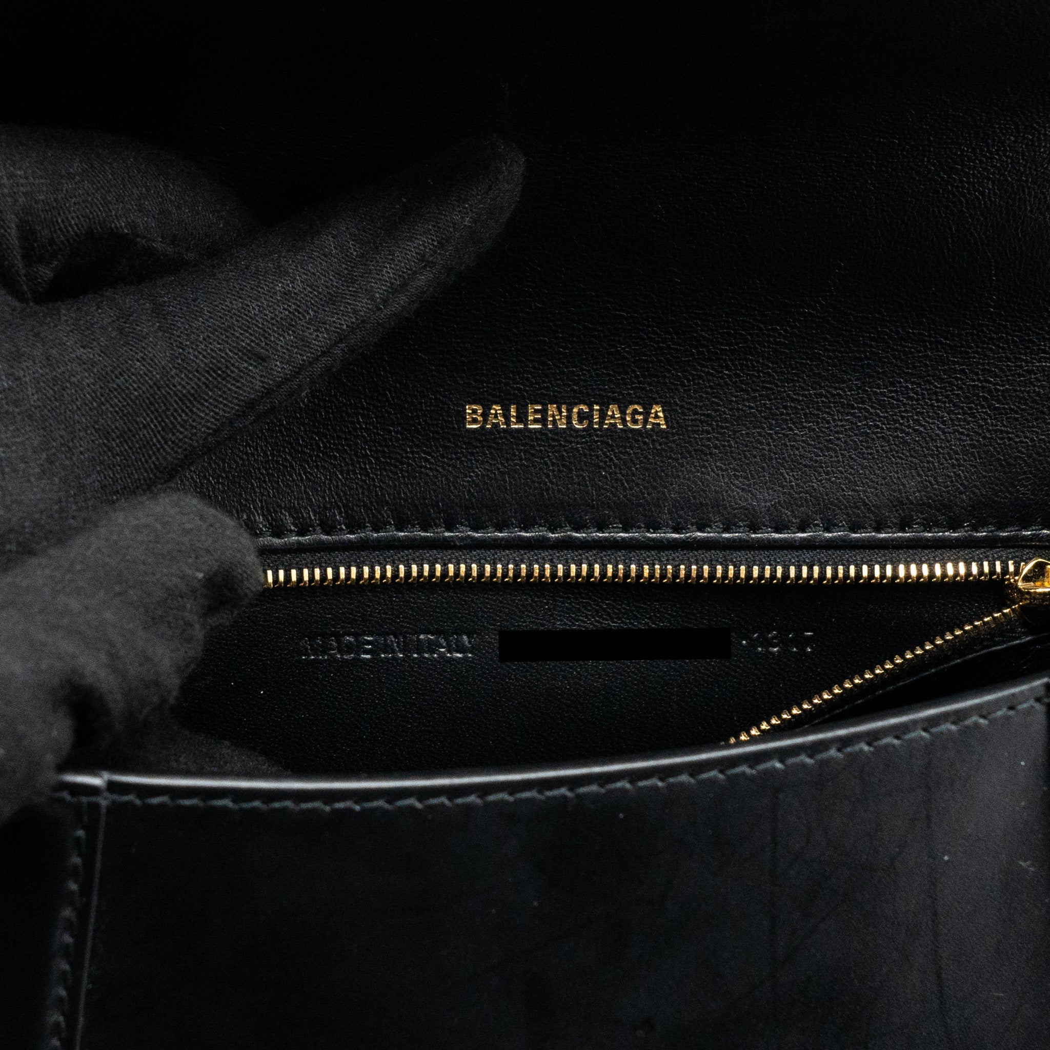 BALENCIAGA SMALL HOURGLASS BAG CALFSKIN BLACK GHW