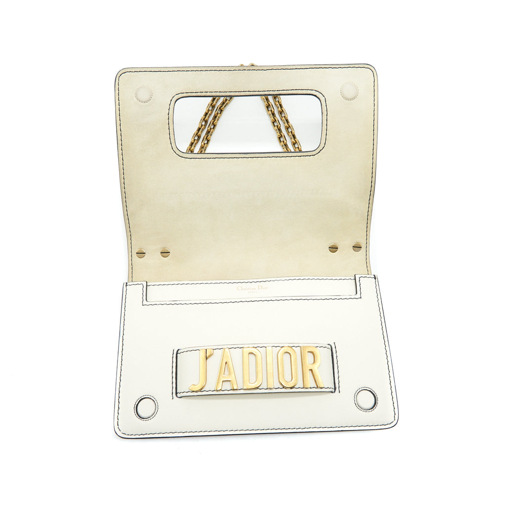 DIOR J'ADIOR FLAP BAG CHAIN BAG CLUTCH WHITE GHW