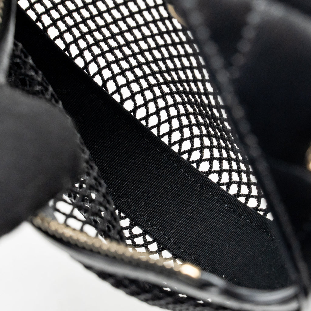 CHANEL 25S HALF MOON CLUTCH MESH/ LAMBSKIN BLACK LGHW (MICROCHIP)