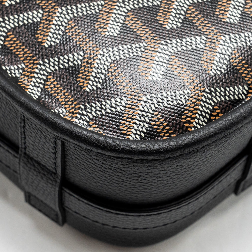 GOYARD BELVEDERE MM MESSENGER BAG GOYARDINE CANVAS/CALFSKIN BLACK SHW