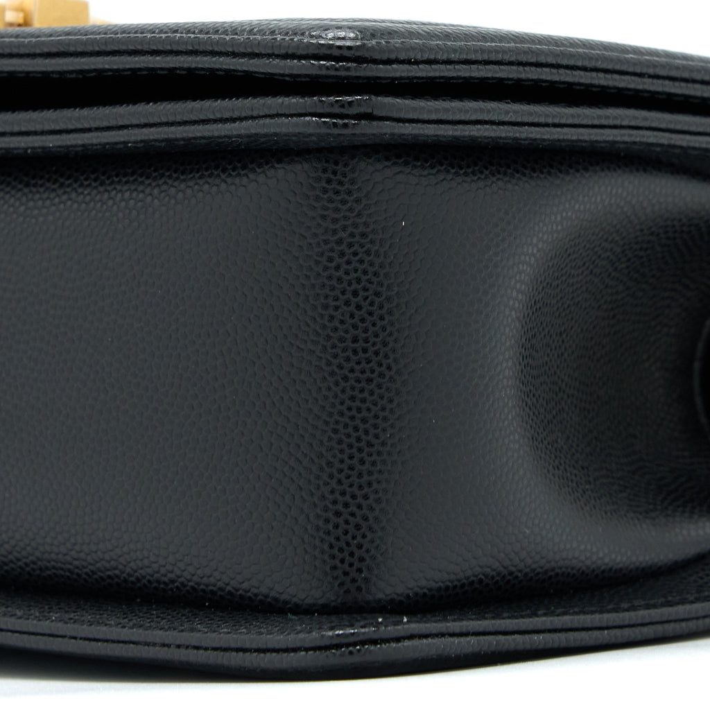 CHANEL SMALL BOY BAG CAVIAR BLACK GHW (MICROCHIP )