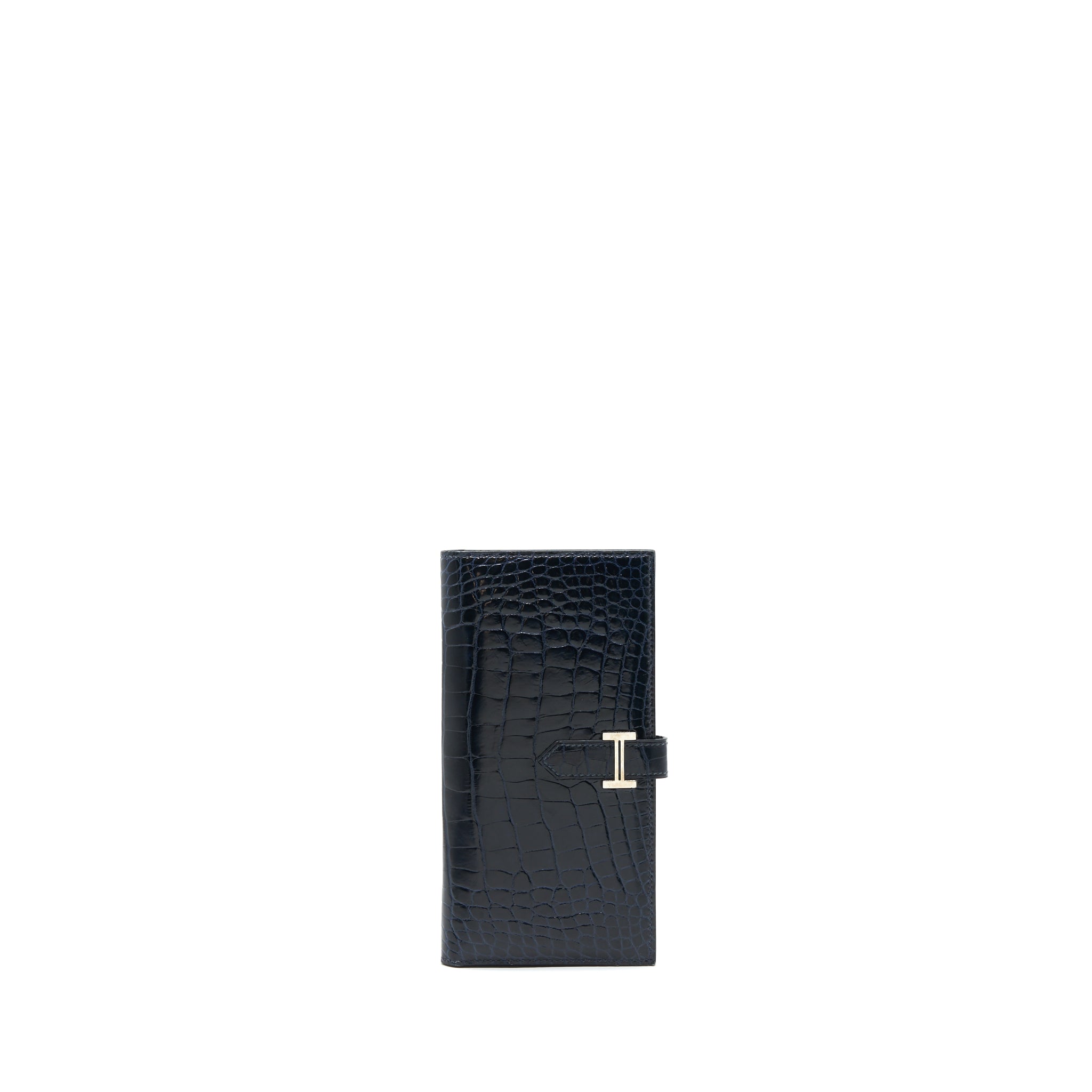HERMES ALLIGATOR BEARN WALLET BLUE MARINE SHW