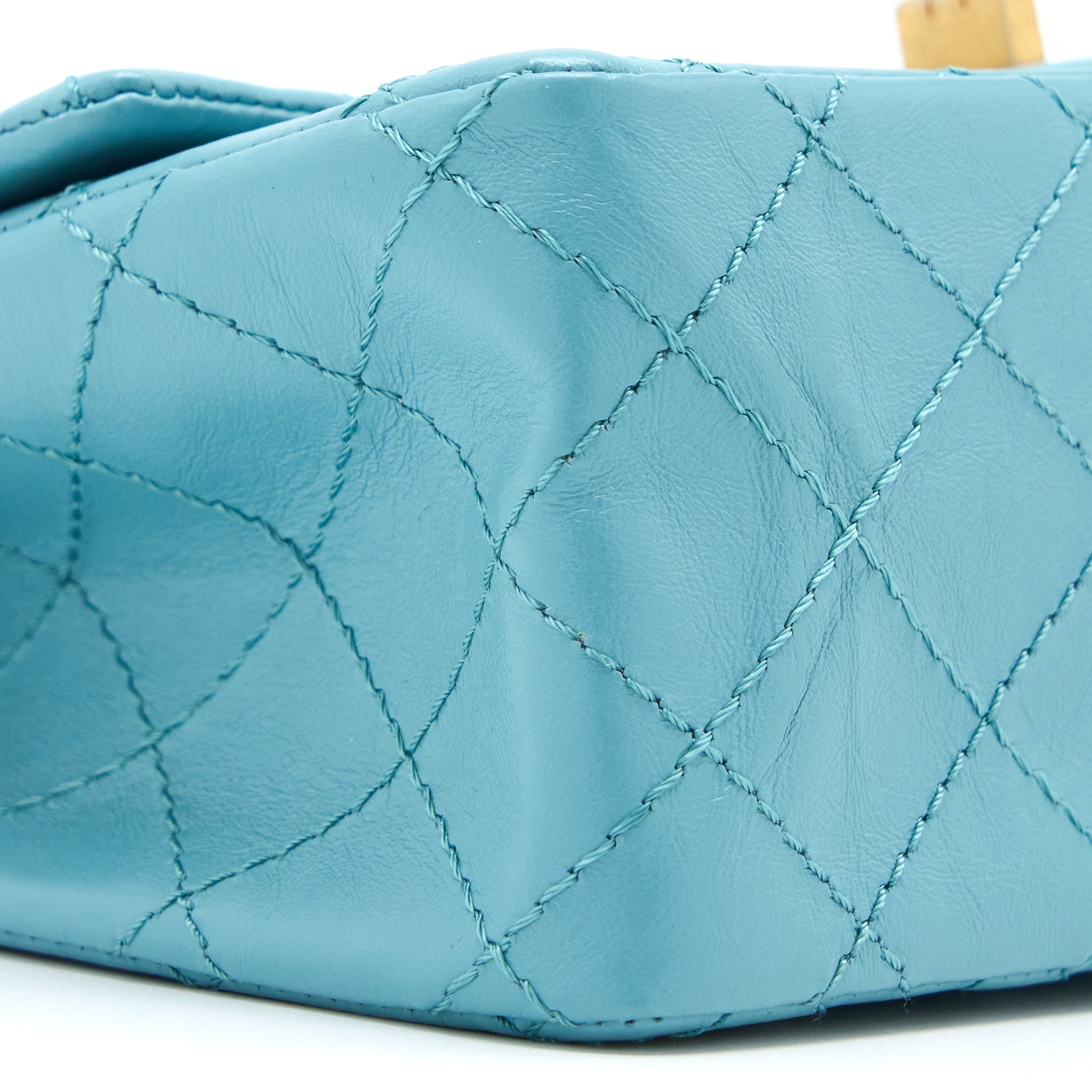 CHANEL MINI 2.55 REISSUE FLAP BAG AGED CALFSKIN LIGHT BLUE GHW