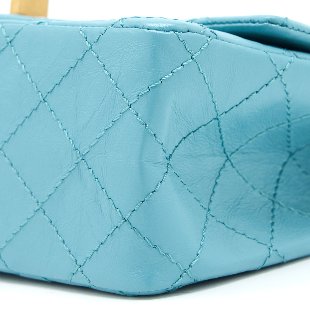 CHANEL MINI 2.55 REISSUE FLAP BAG AGED CALFSKIN LIGHT BLUE GHW