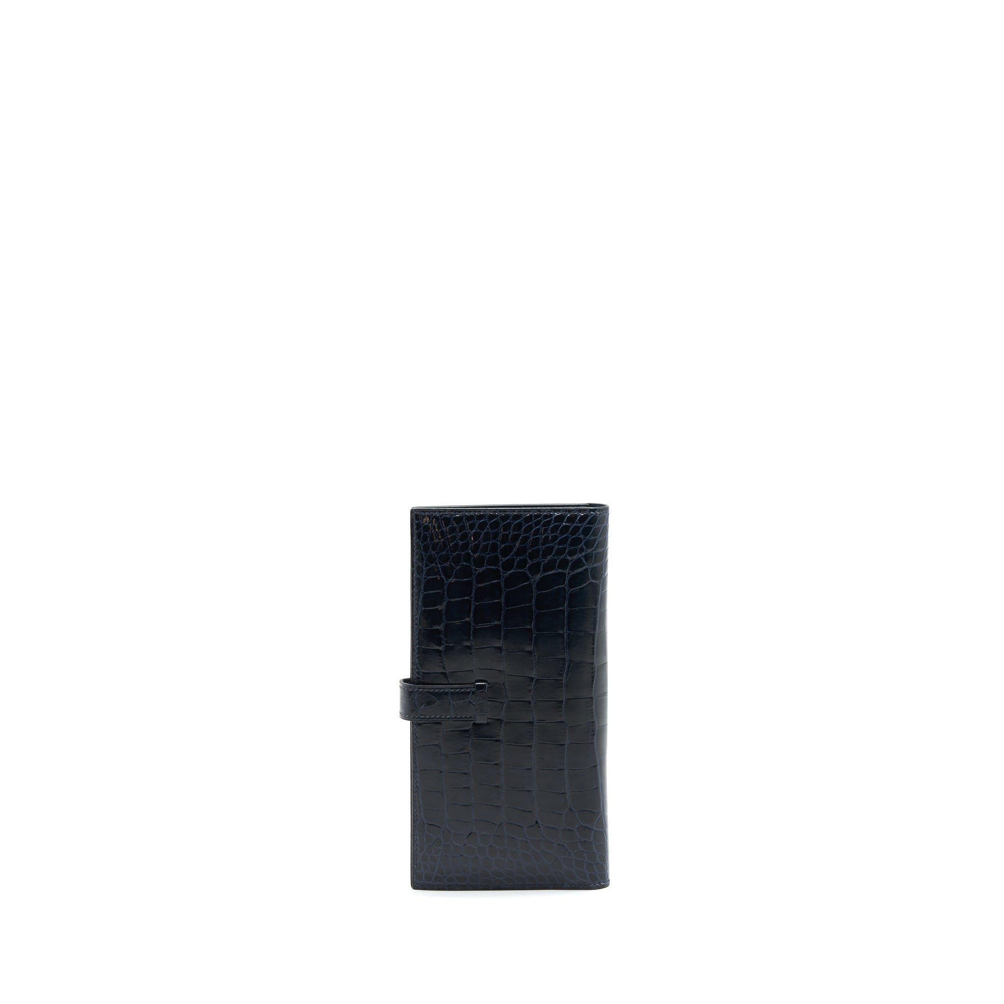 HERMES ALLIGATOR BEARN WALLET BLUE MARINE SHW