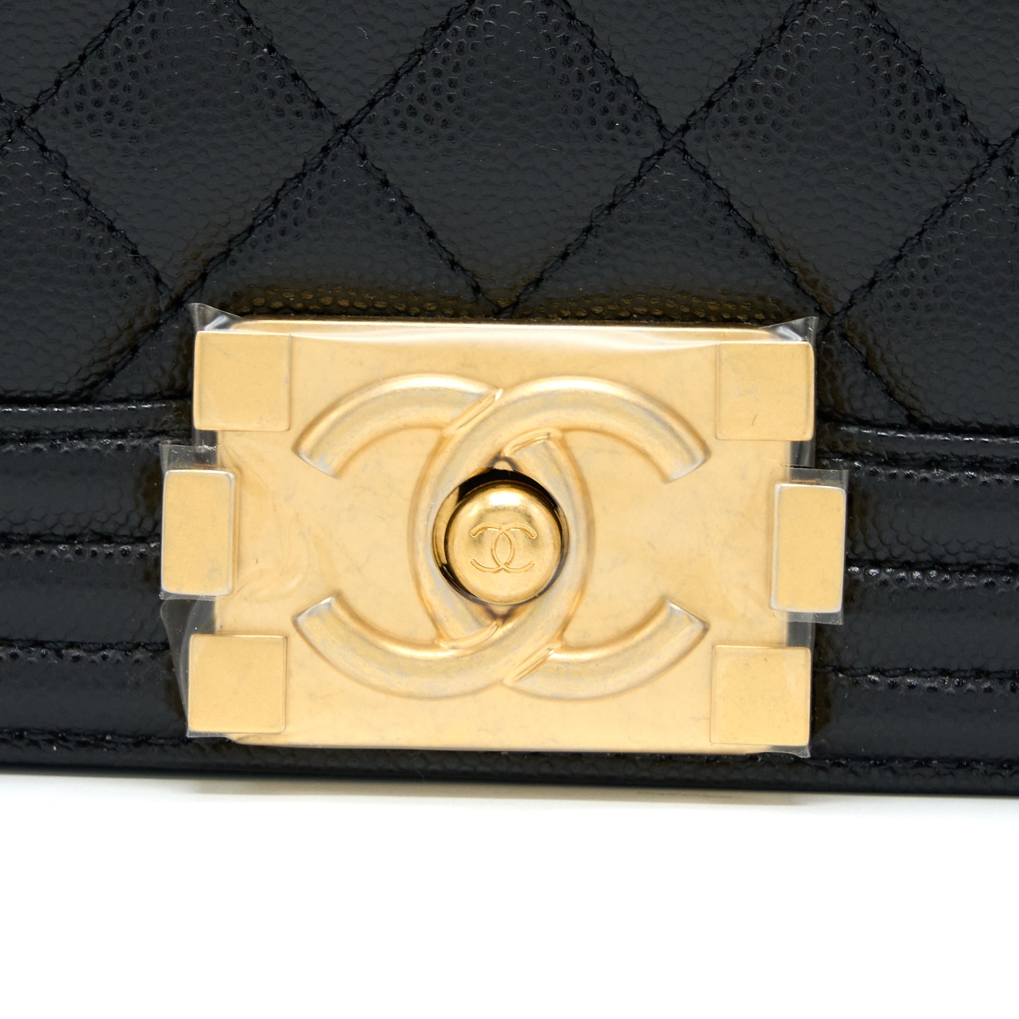 CHANEL SMALL BOY BAG CAVIAR BLACK GHW (MICROCHIP )