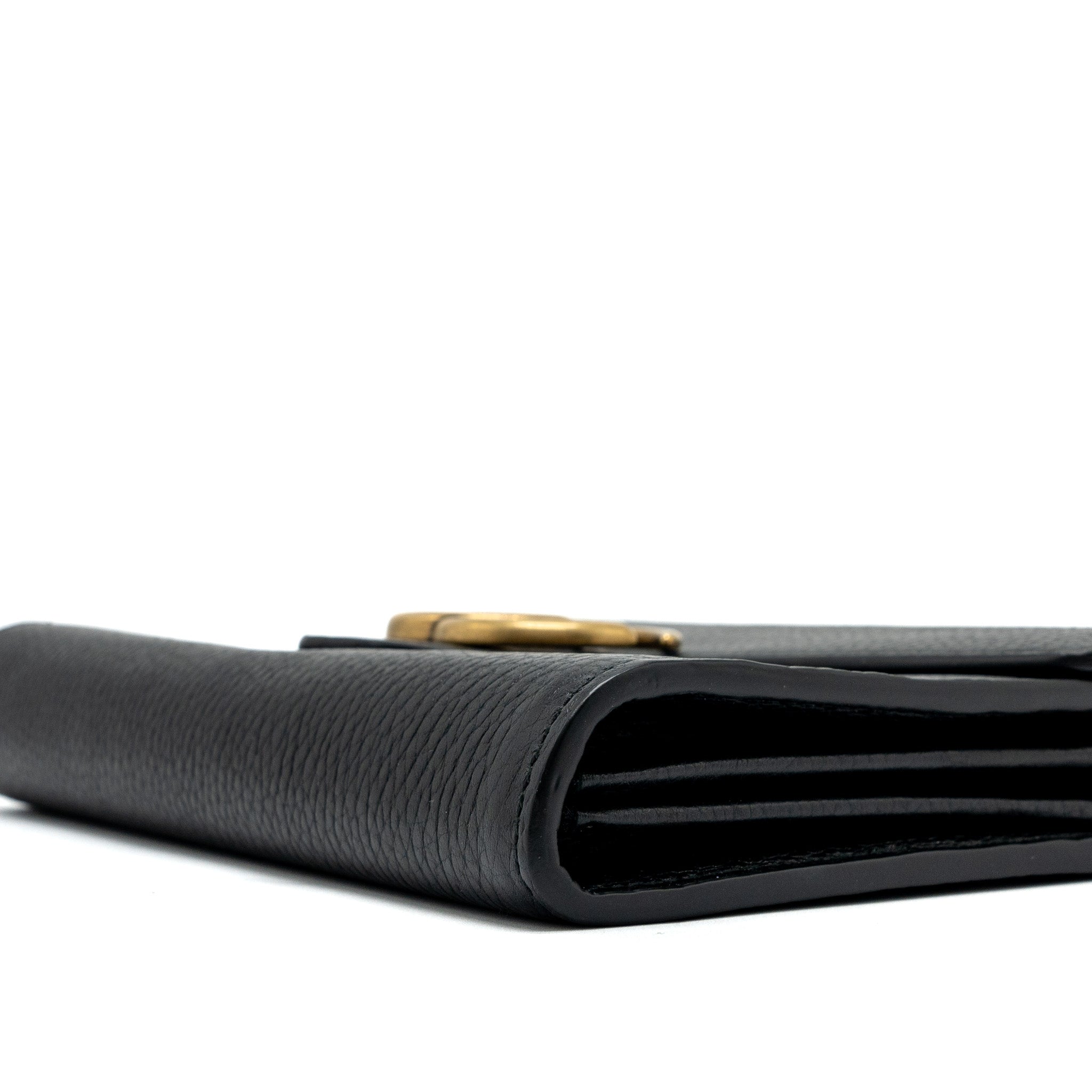 GUCCI MARMONT WALLET ON CHAIN CALFSKIN BLACK BRUSHED GHW