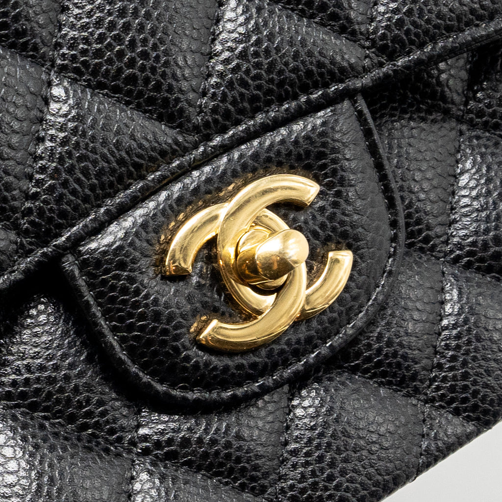 CHANEL SMALL CLASSIC DOUBLE FLAP BAG CAVIAR BLACK GHW