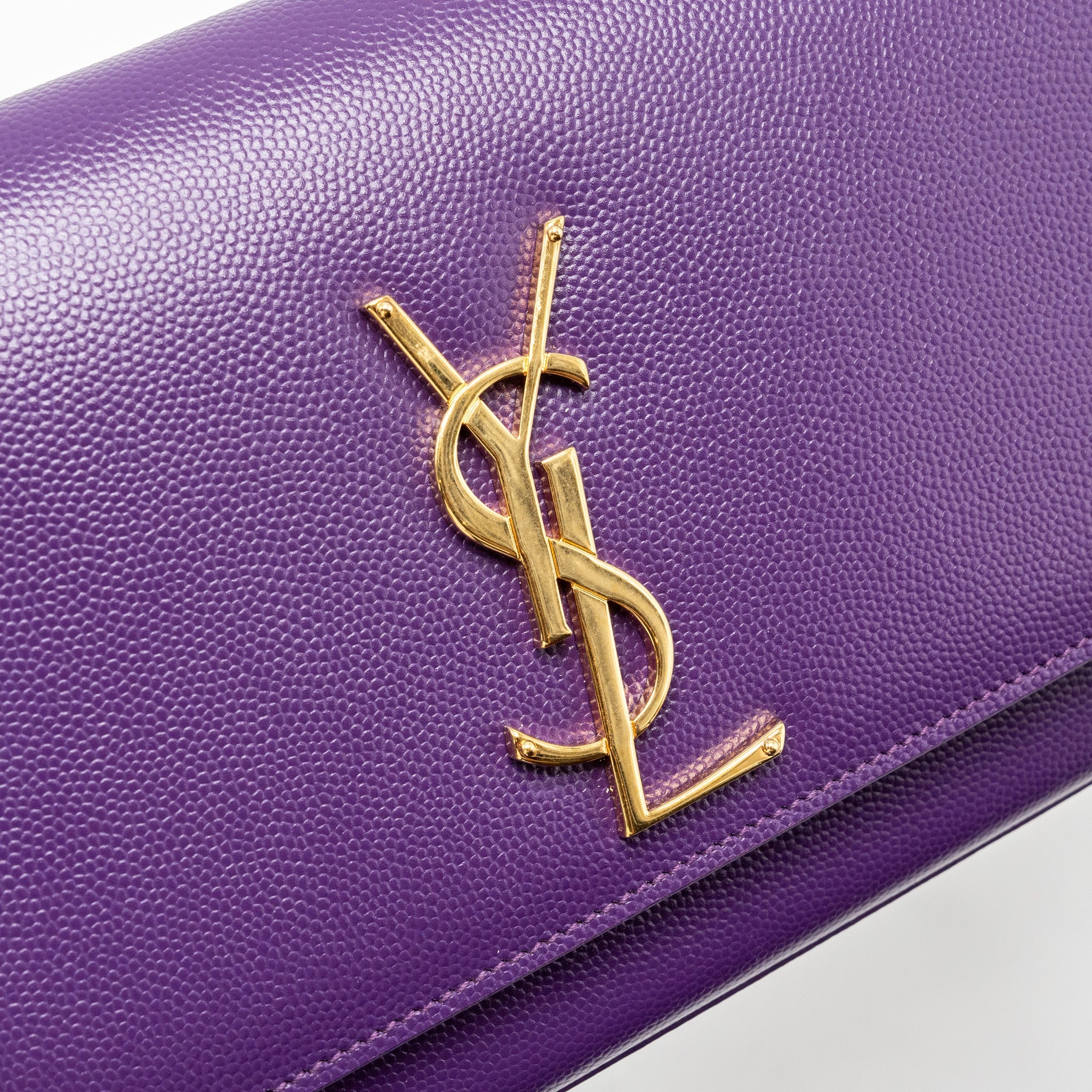 SAINT LAURENT KATE CLUTCH CALFSKIN PURPLE GHW