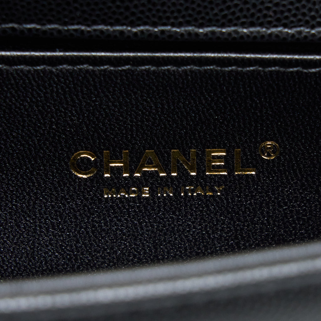 CHANEL SMALL BOY BAG CAVIAR BLACK GHW (MICROCHIP )