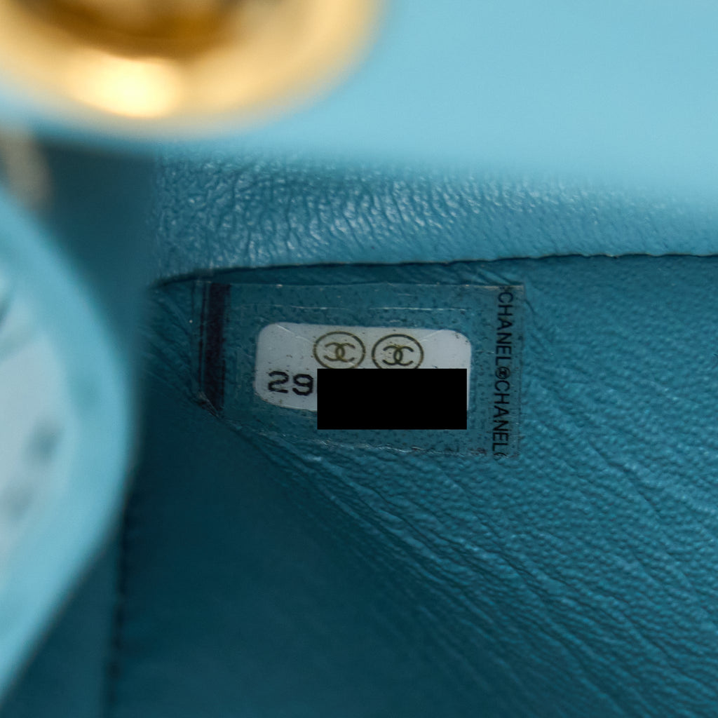 CHANEL MINI 2.55 REISSUE FLAP BAG AGED CALFSKIN LIGHT BLUE GHW