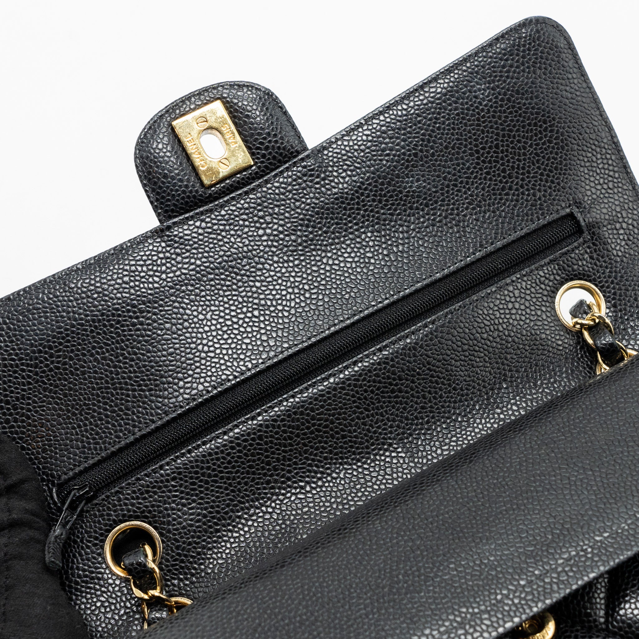 CHANEL MEDIUM CLASSIC DOUBLE FLAP BAG CAVIAR BLACK GHW