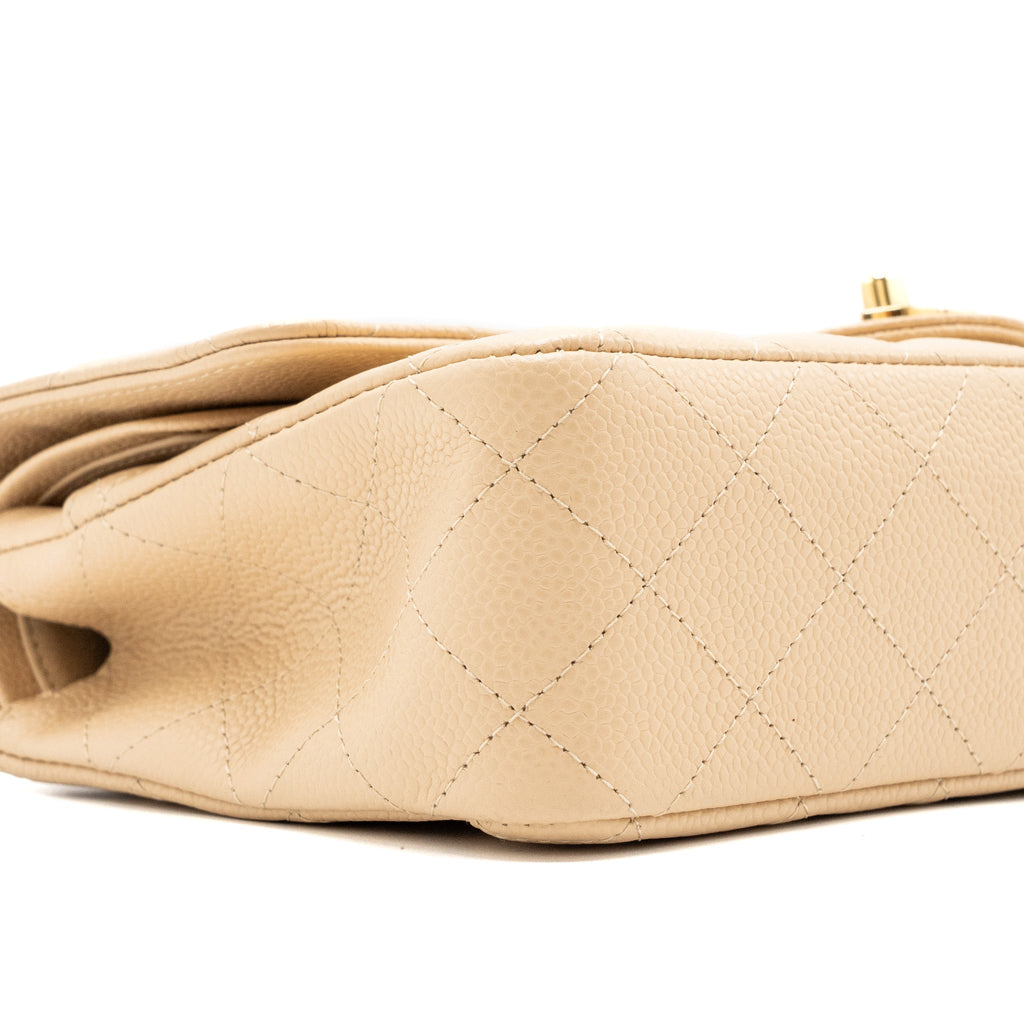 CHANEL MEDIUM CLASSIC DOUBLE FLAP BAG CAVIAR BEIGE GHW