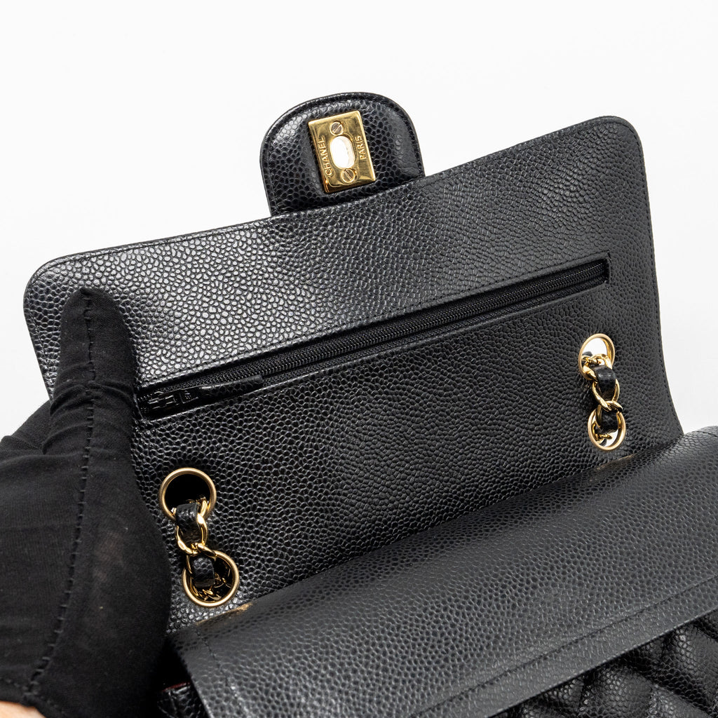 CHANEL SMALL CLASSIC DOUBLE FLAP BAG CAVIAR BLACK GHW
