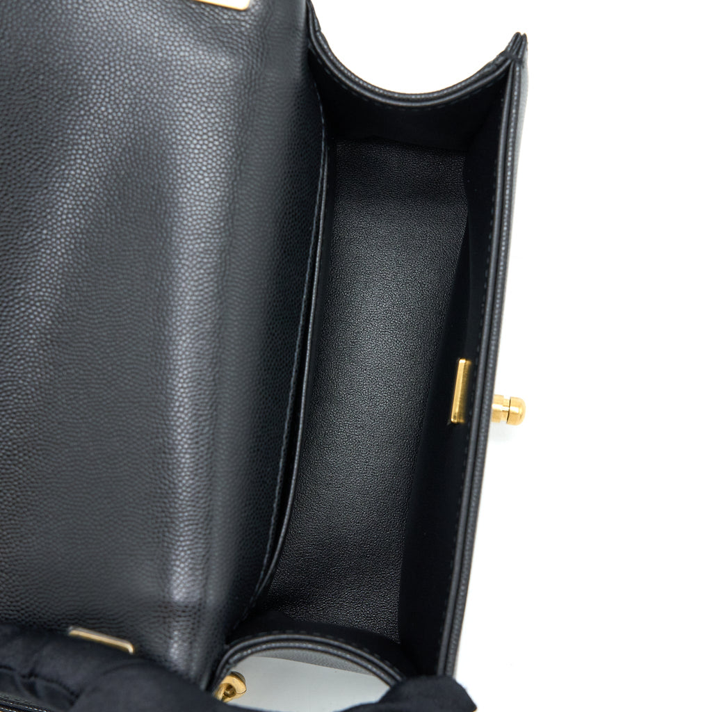 CHANEL SMALL BOY BAG CAVIAR BLACK GHW (MICROCHIP )