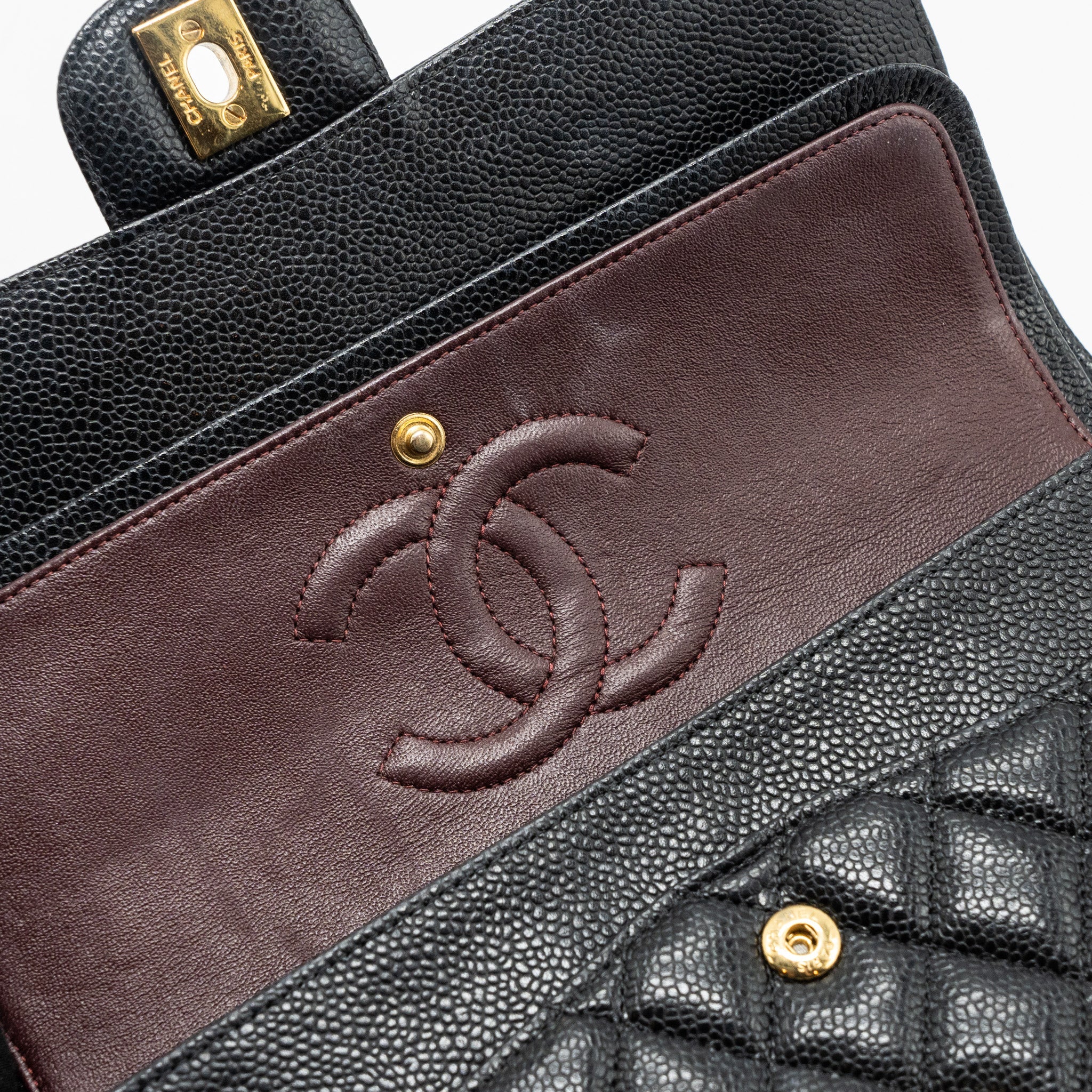 CHANEL MEDIUM CLASSIC DOUBLE FLAP BAG CAVIAR BLACK GHW