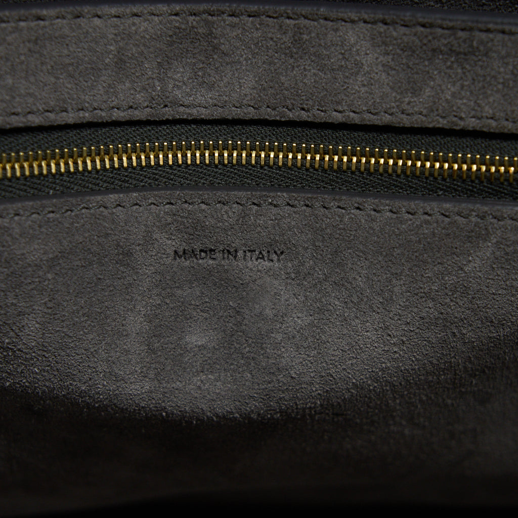 CELINE SANGLE BUCKET BAG GRAINED CALFSKIN GREY GHW