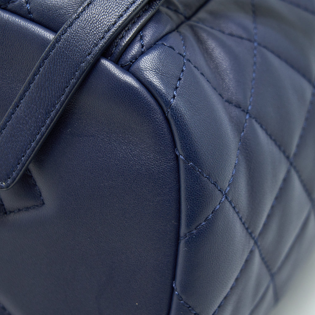 CHANEL QUILTED BACKPACK NAVY BLUE RUTHENIUM SHW