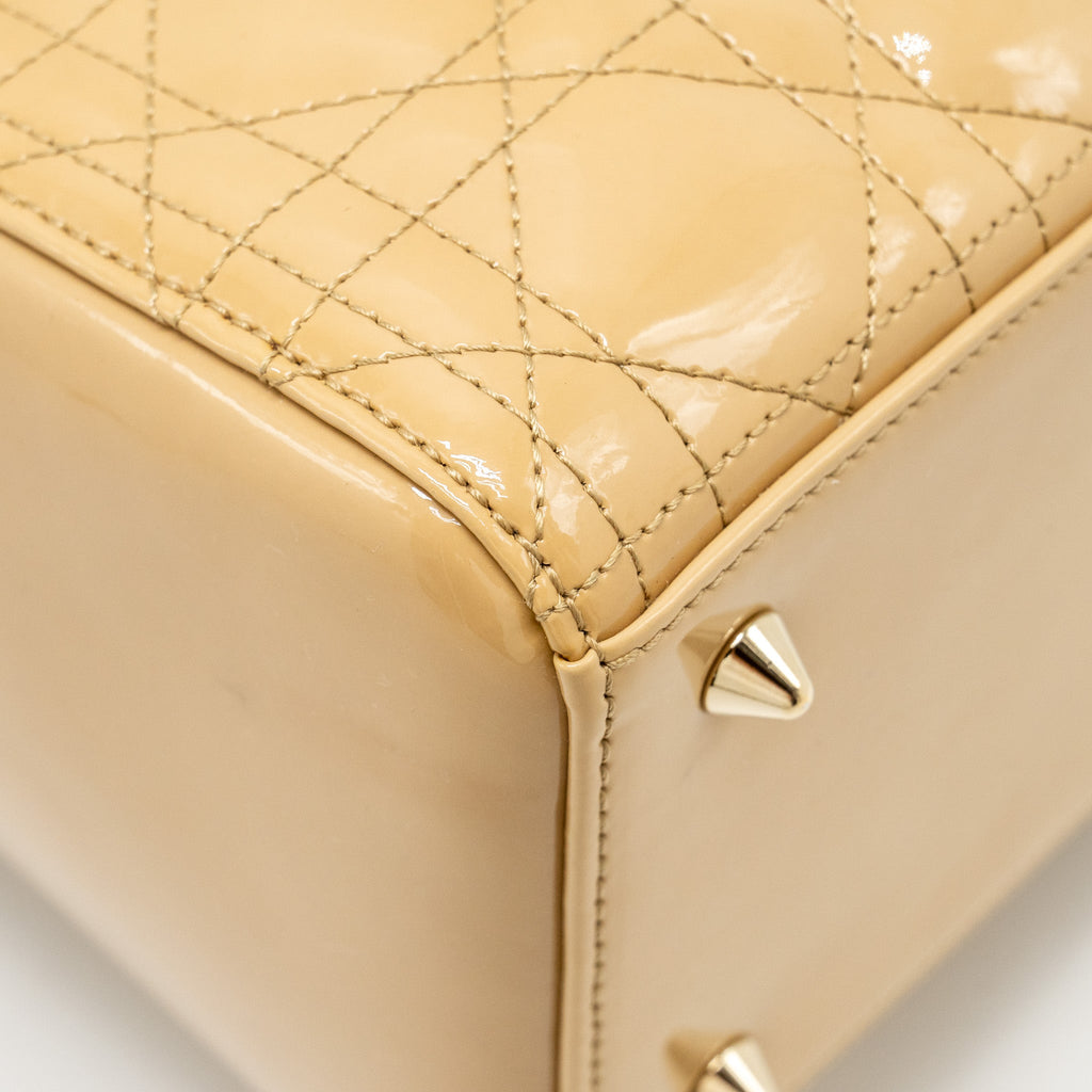 DIOR MEDIUM LADY DIOR PATENT BEIGE GHW