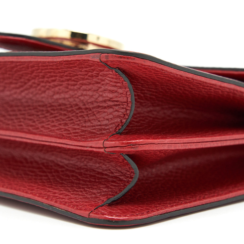 GUCCI GG INTERLOCKING SMALL CHAIN CROSSBODY BAG RED WITH LGHW