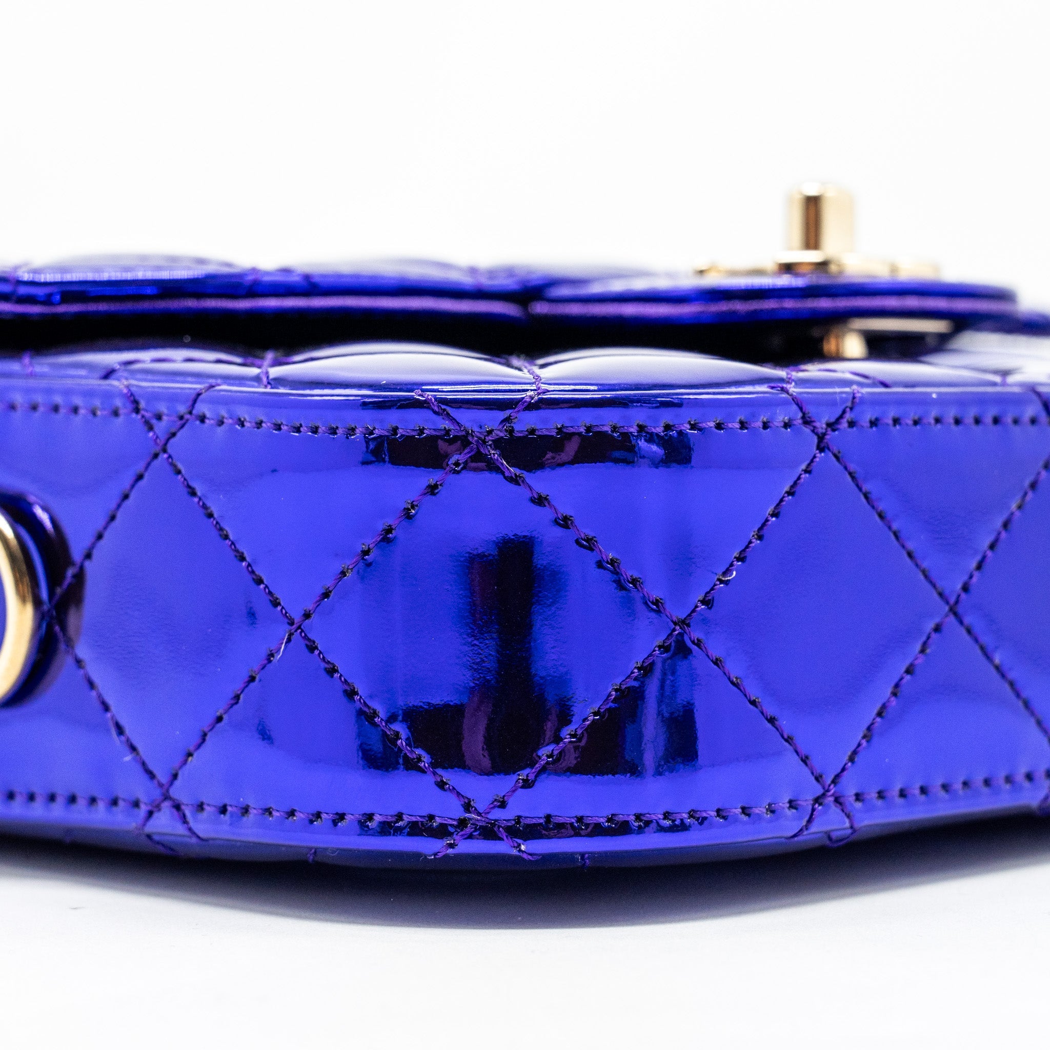 CHANEL 24C MINI FLAP BAG WITH STAR COIN PURSE PATENT/CALFSKIN METALLIC PURPLE LGHW (MICROCHIP)