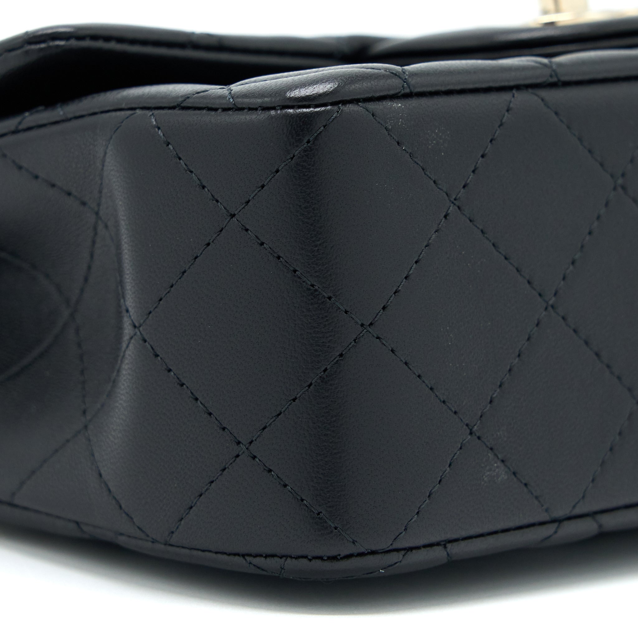 CHANEL 22P LION CHARM TOP HANDLE MINI RECTANGULAR FLAP BAG LAMBSKIN BLACK LGHW (MICROCHIP)