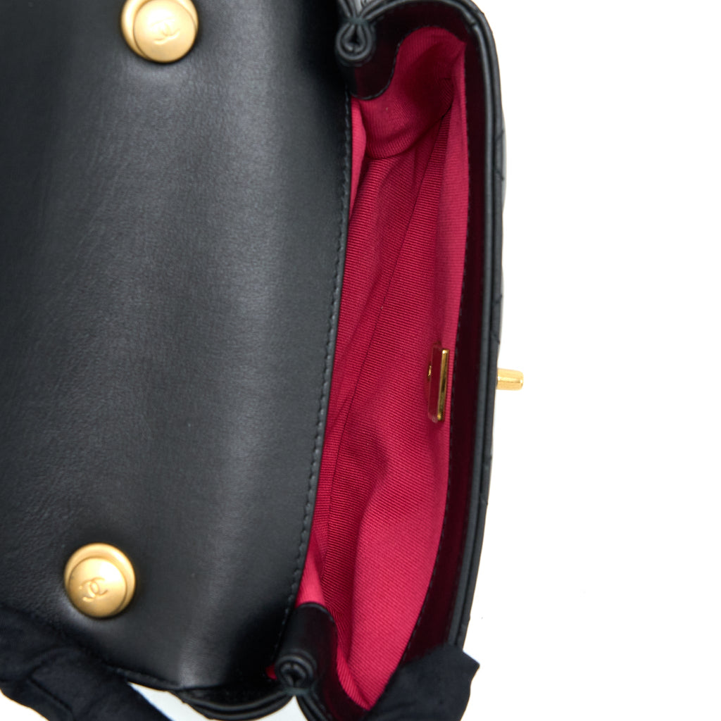 CHANEL 22S SEASONAL FLAP BAG CALFSKIN BLACK BRUSHED GHW