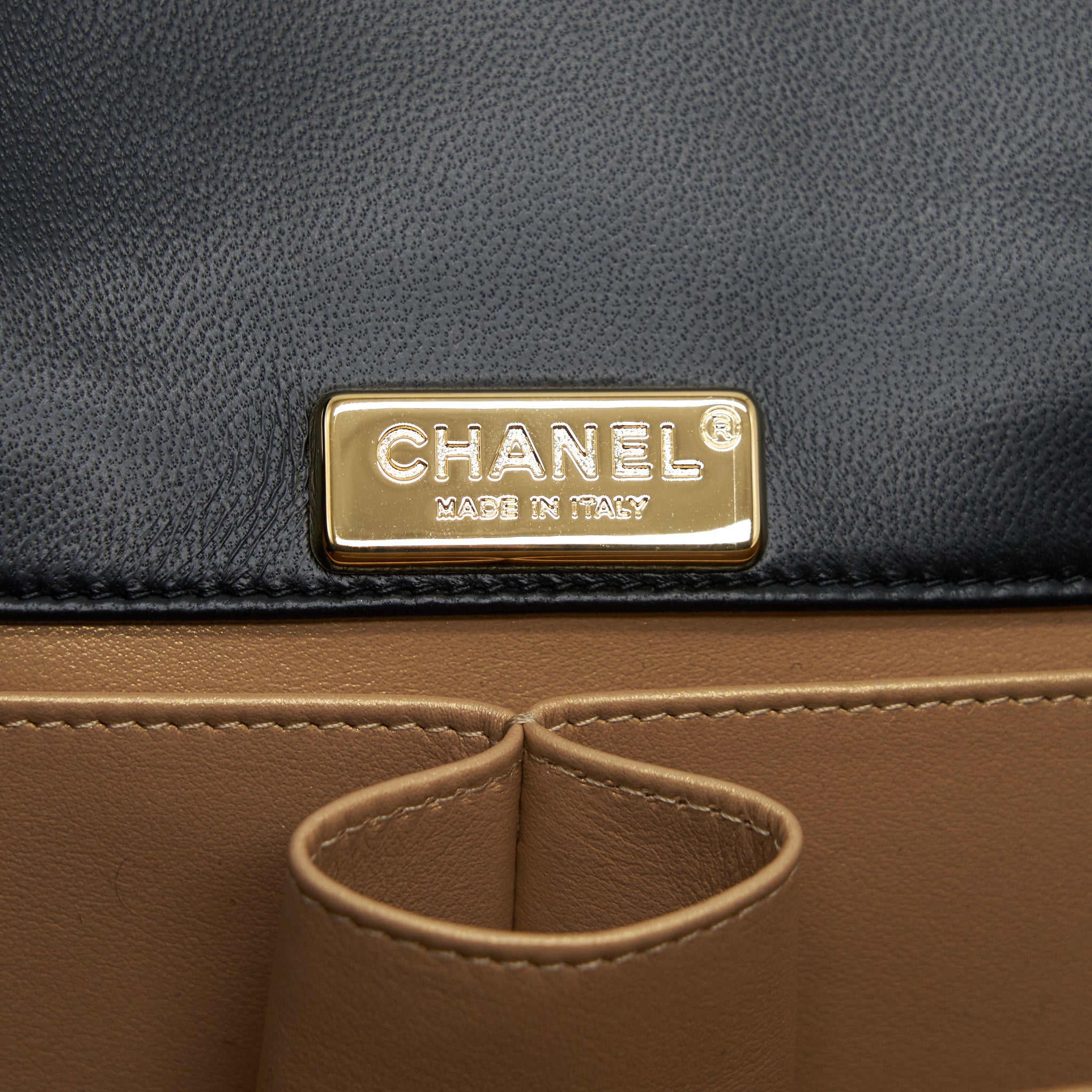 CHANEL 21K GOLD METAL MINI FLAP BAG WITH HANDLE BLACK GHW