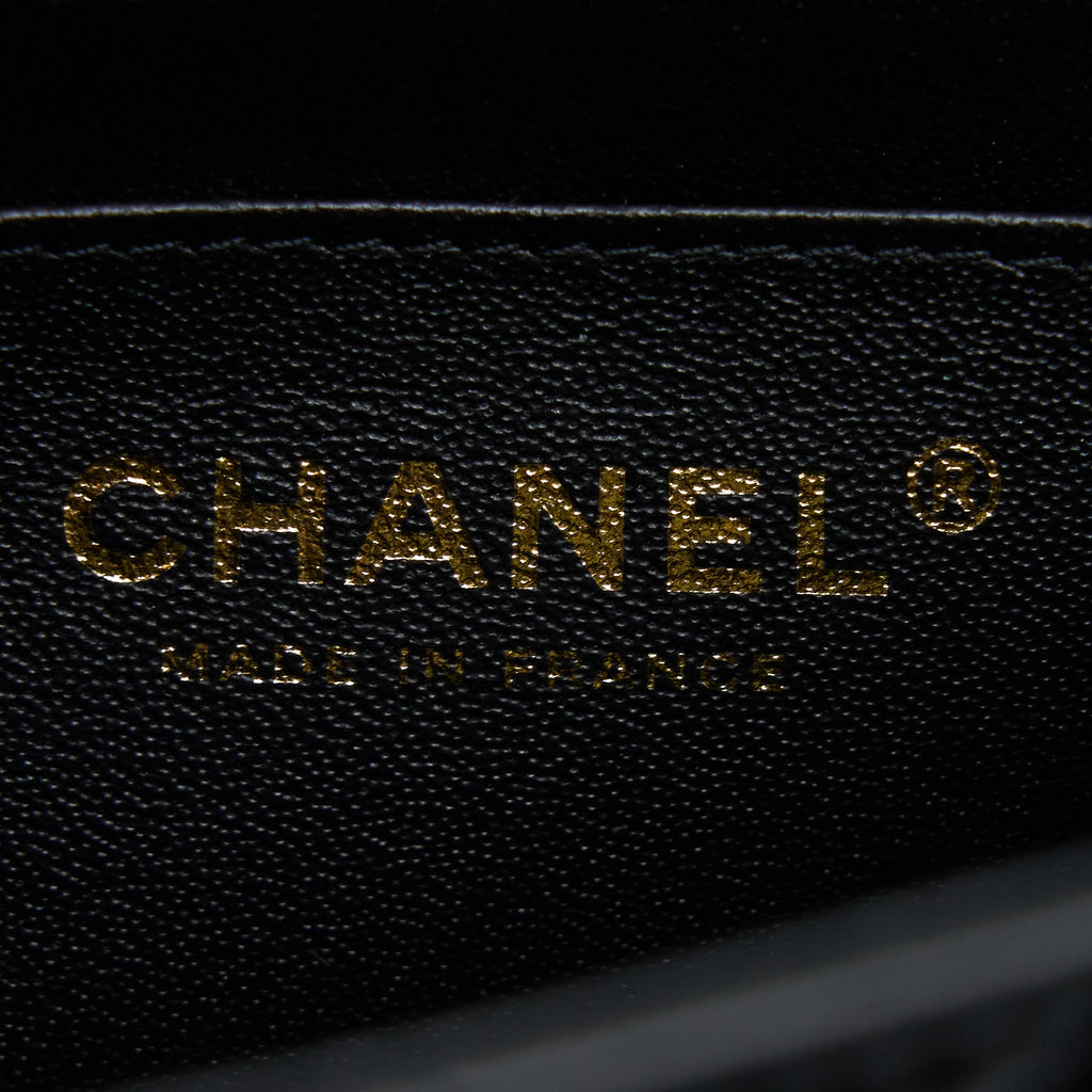 CHANEL 22P LION CHARM TOP HANDLE MINI RECTANGULAR FLAP BAG LAMBSKIN BLACK LGHW (MICROCHIP)