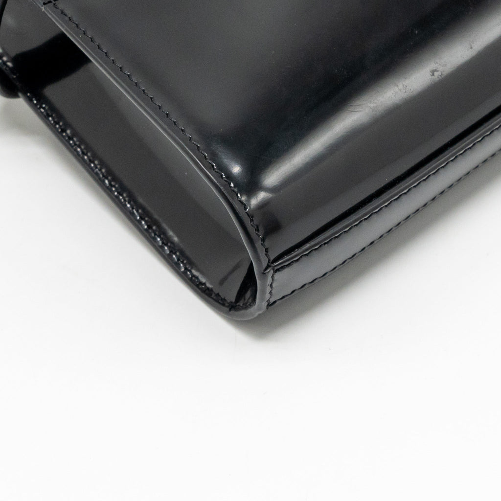 SAINT LAURENT MINI MANHATTAN SHOULDER BAG SHINY CALFSKIN BLACK SHW