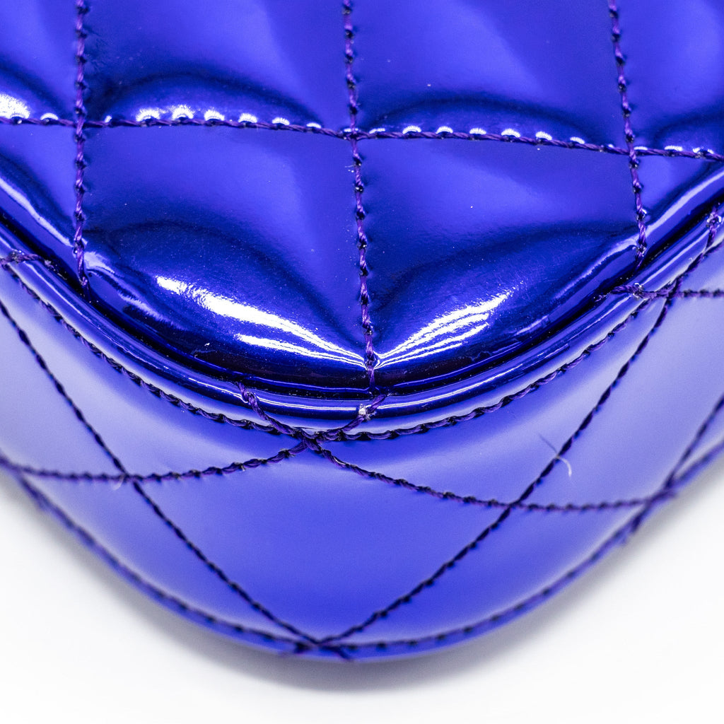 CHANEL 24C MINI FLAP BAG WITH STAR COIN PURSE PATENT/CALFSKIN METALLIC PURPLE LGHW (MICROCHIP)