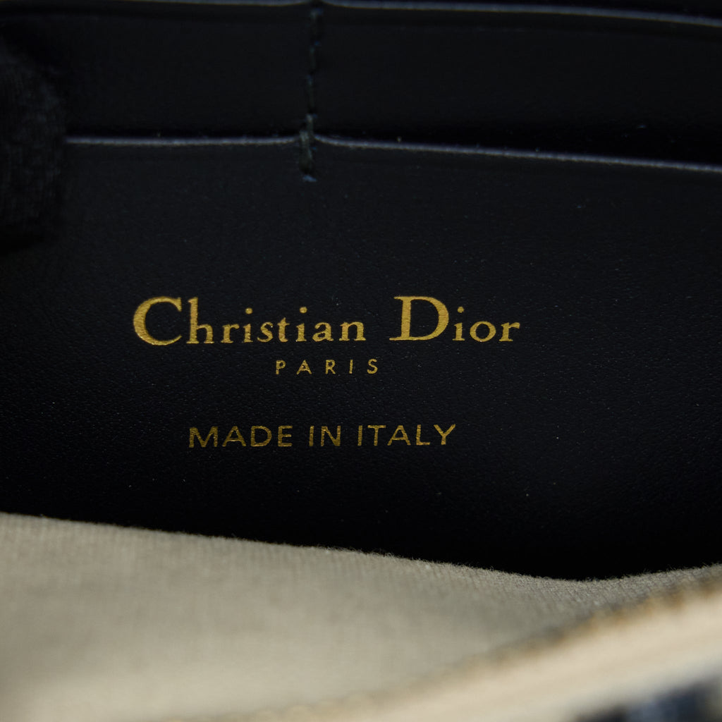 DIOR SADDLE POUCH WITH CHAIN BLUE DIOR OBLIQUE JACQUARD GHW