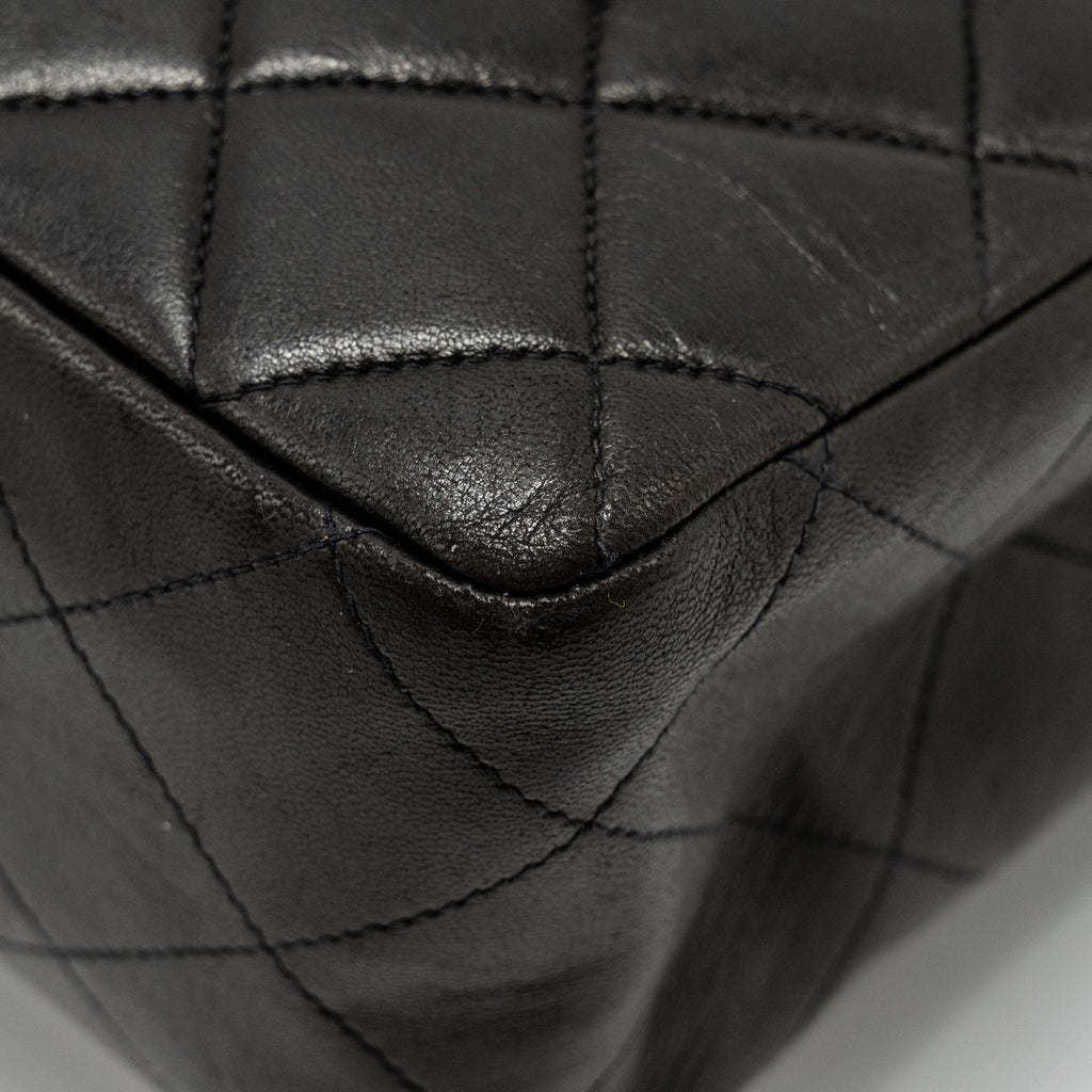CHANEL VINTAGE JUMBO CLASSIC DOUBLE FLAP BAG LAMBSKIN BLACK GHW